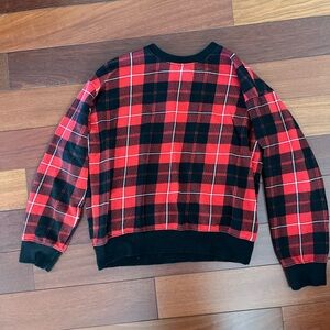 Forever 21 Red and Black Plaid Crewneck Sweater